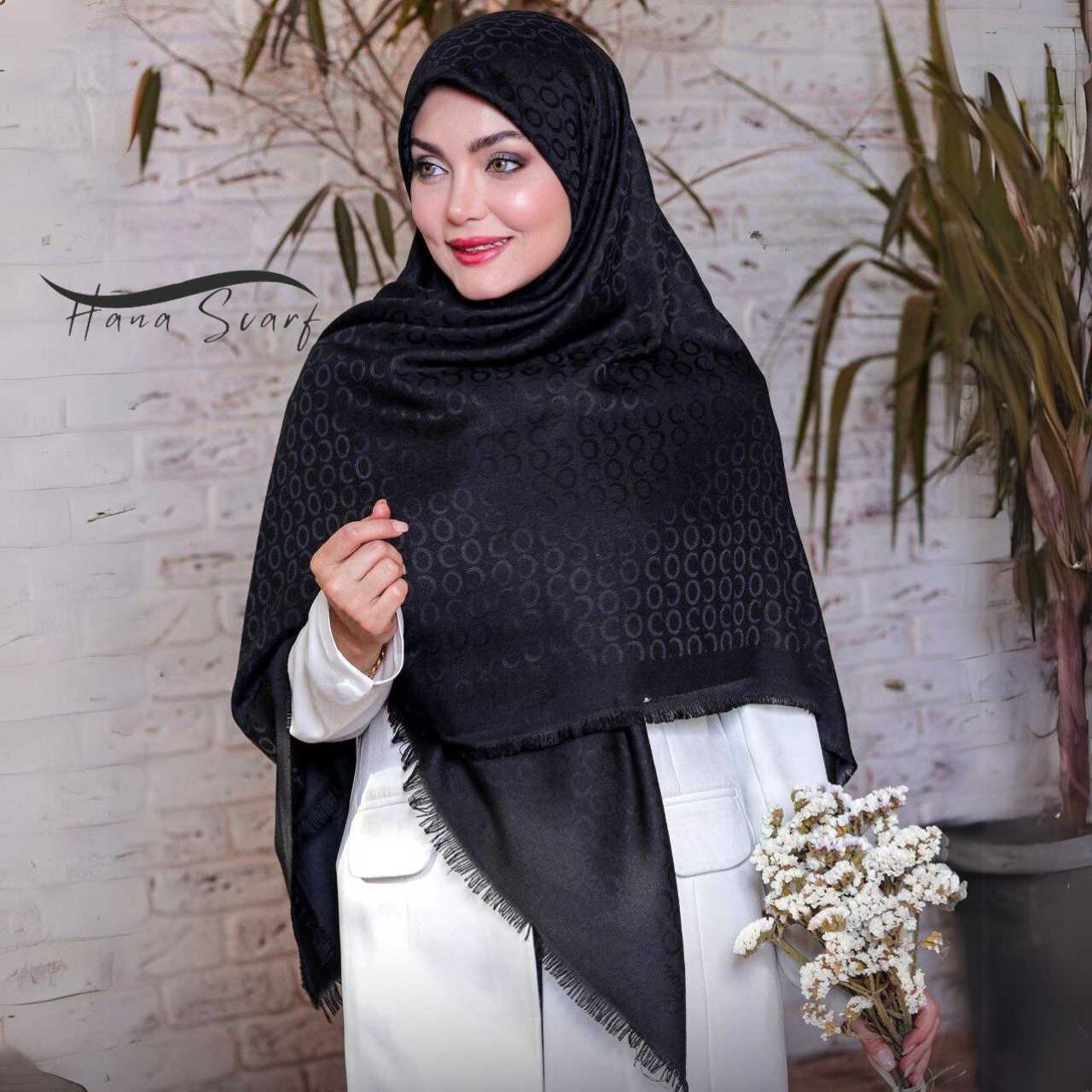 روسری مشکی مجلسی ژاکارد