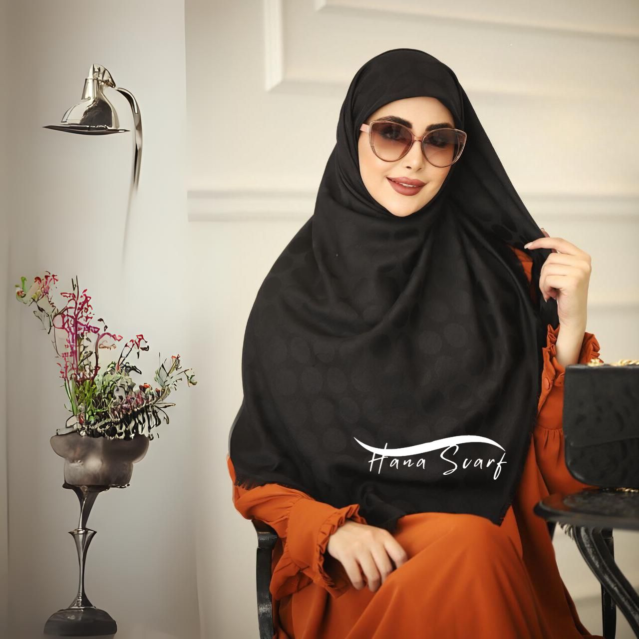 روسری محرمی مشکی طرح توپی
