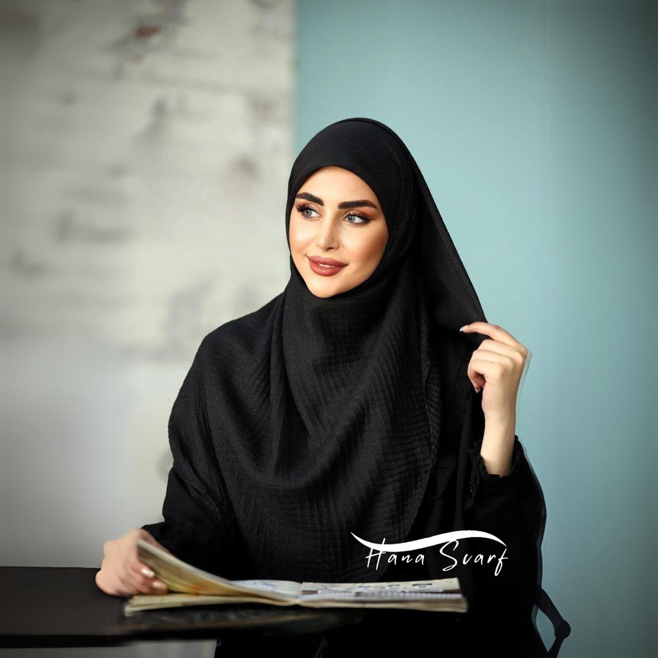 روسری محرمی مشکی حریر نخ لمه