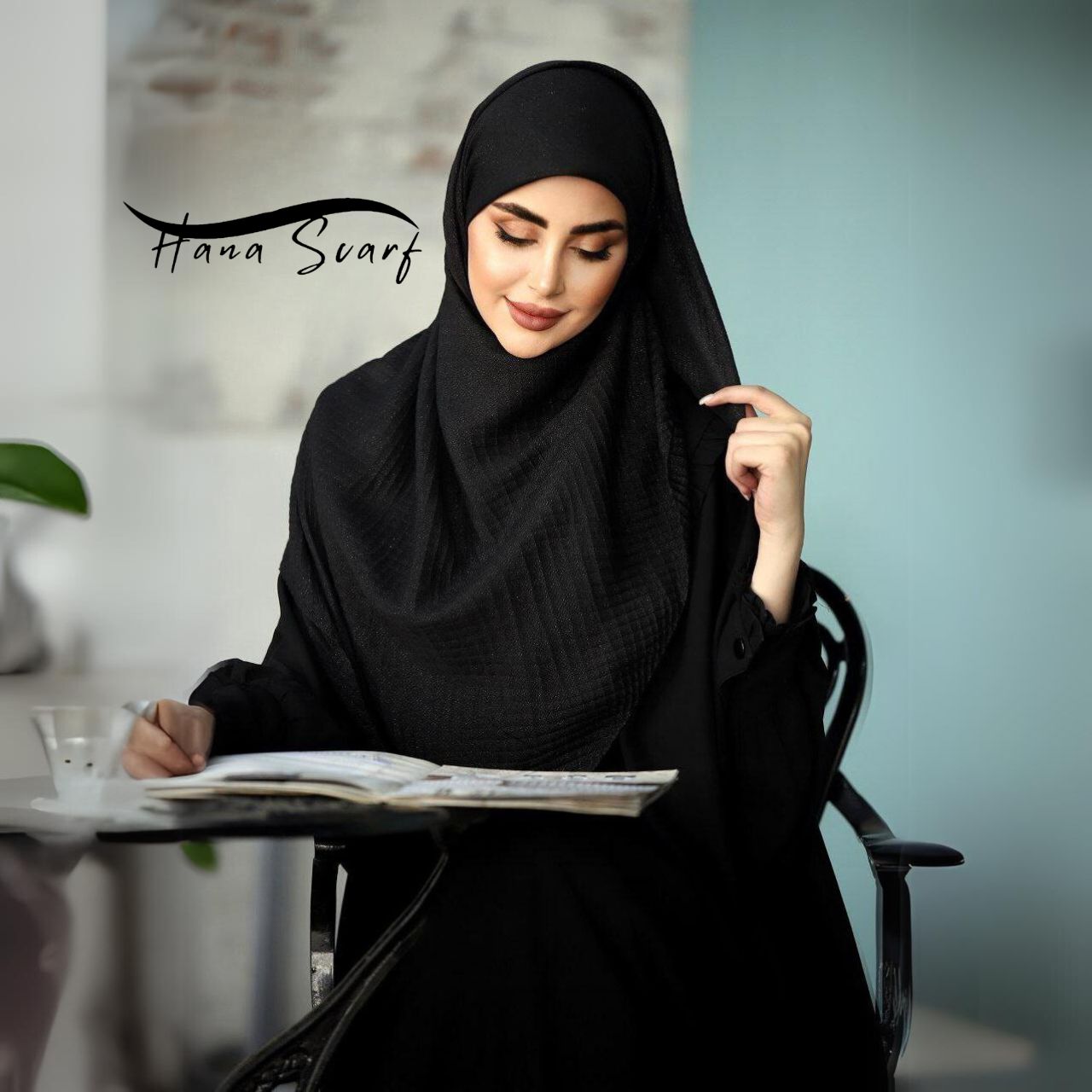 روسری محرمی مشکی حریر نخ لمه