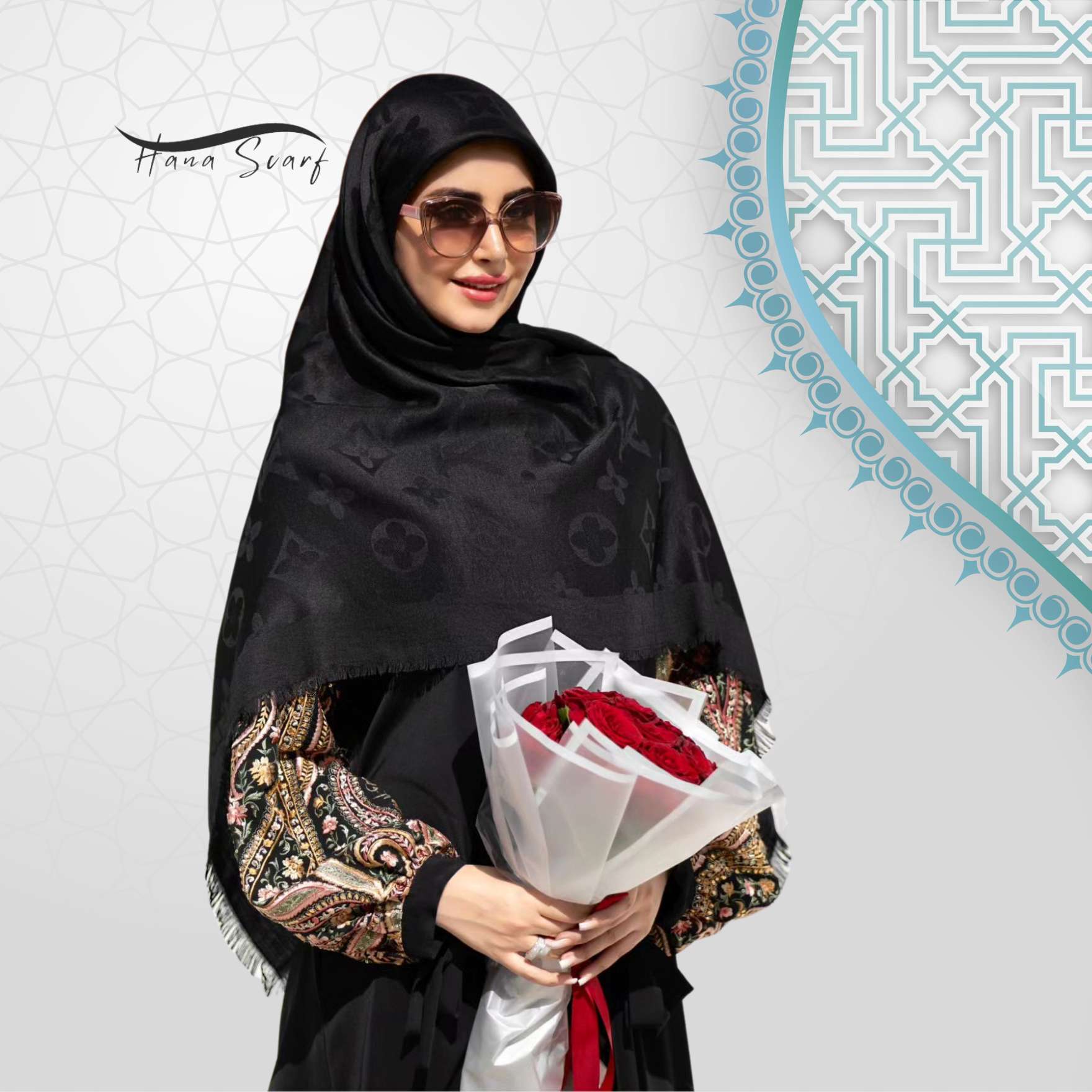 روسری مشکی محرمی نخ ژاکارد