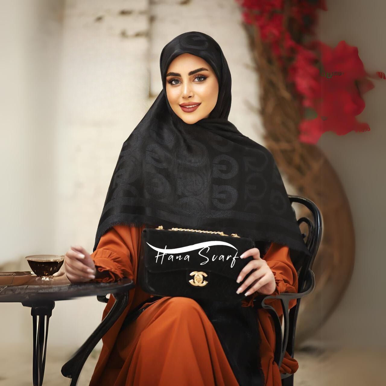 روسری مشکی محرمی طرح گوچی