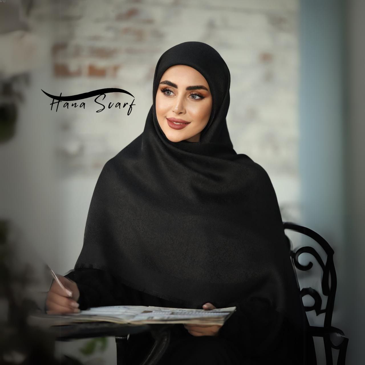 روسری محرمی مشکی نخ لمه دو رو